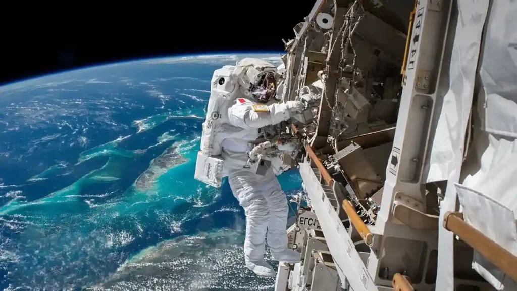 Spacewalk outside the International Space Station
